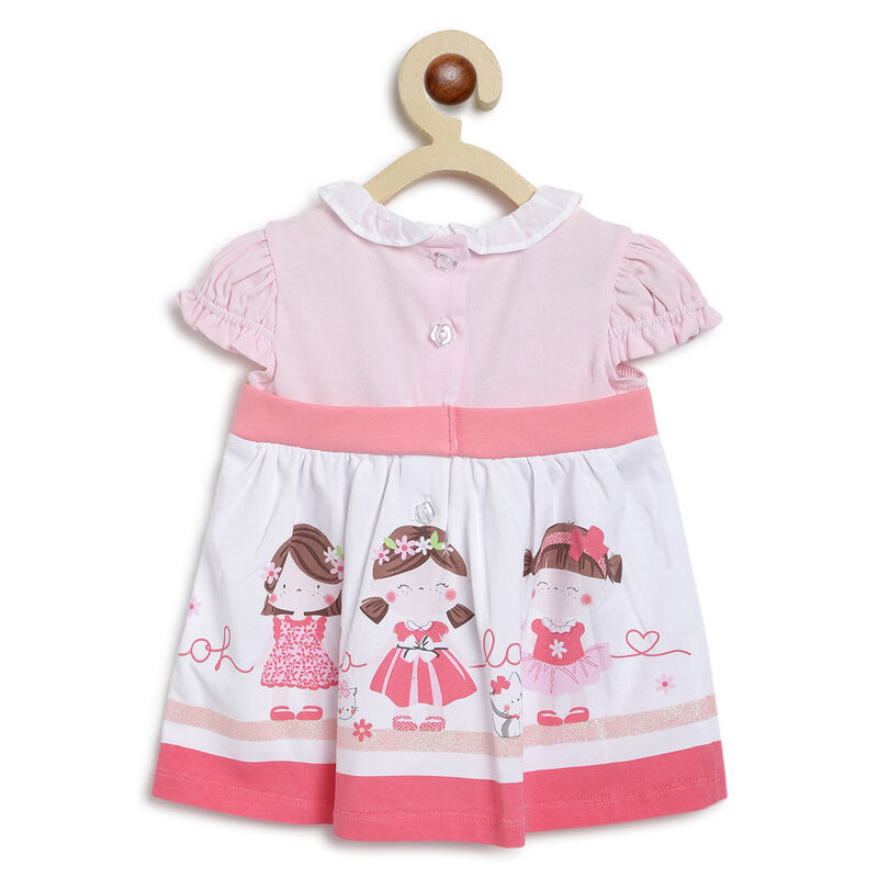 Girls Medium Pink Printed Short Sleeve Dress image number 1